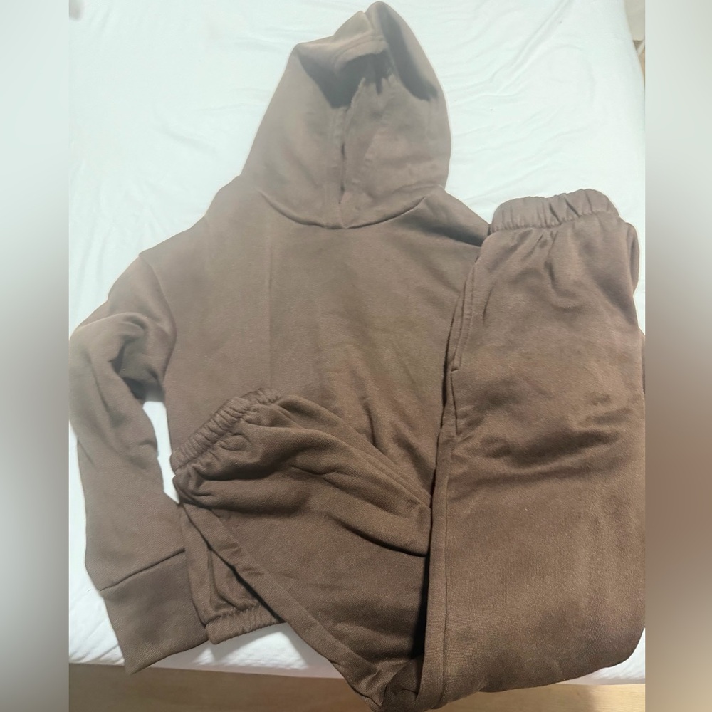 Brown SHEIN Hoodie and Sweatpants Set